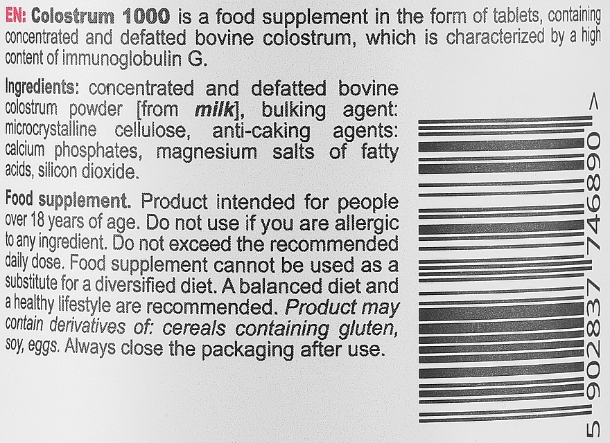 Suplement diety Colostrum, w tabletkach - SFD Nutrition Colostrum 1000 — Zdjęcie N3