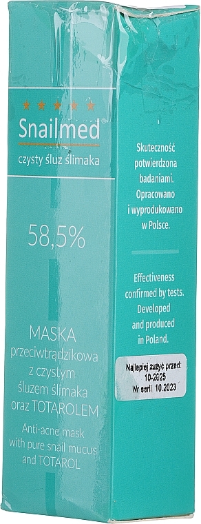 PRZECENA! Przeciwtrądzikowa maska ze śluzem ślimaka do twarzy na noc - Snailmed Anti-Acne Mask For Night * — Zdjęcie N5