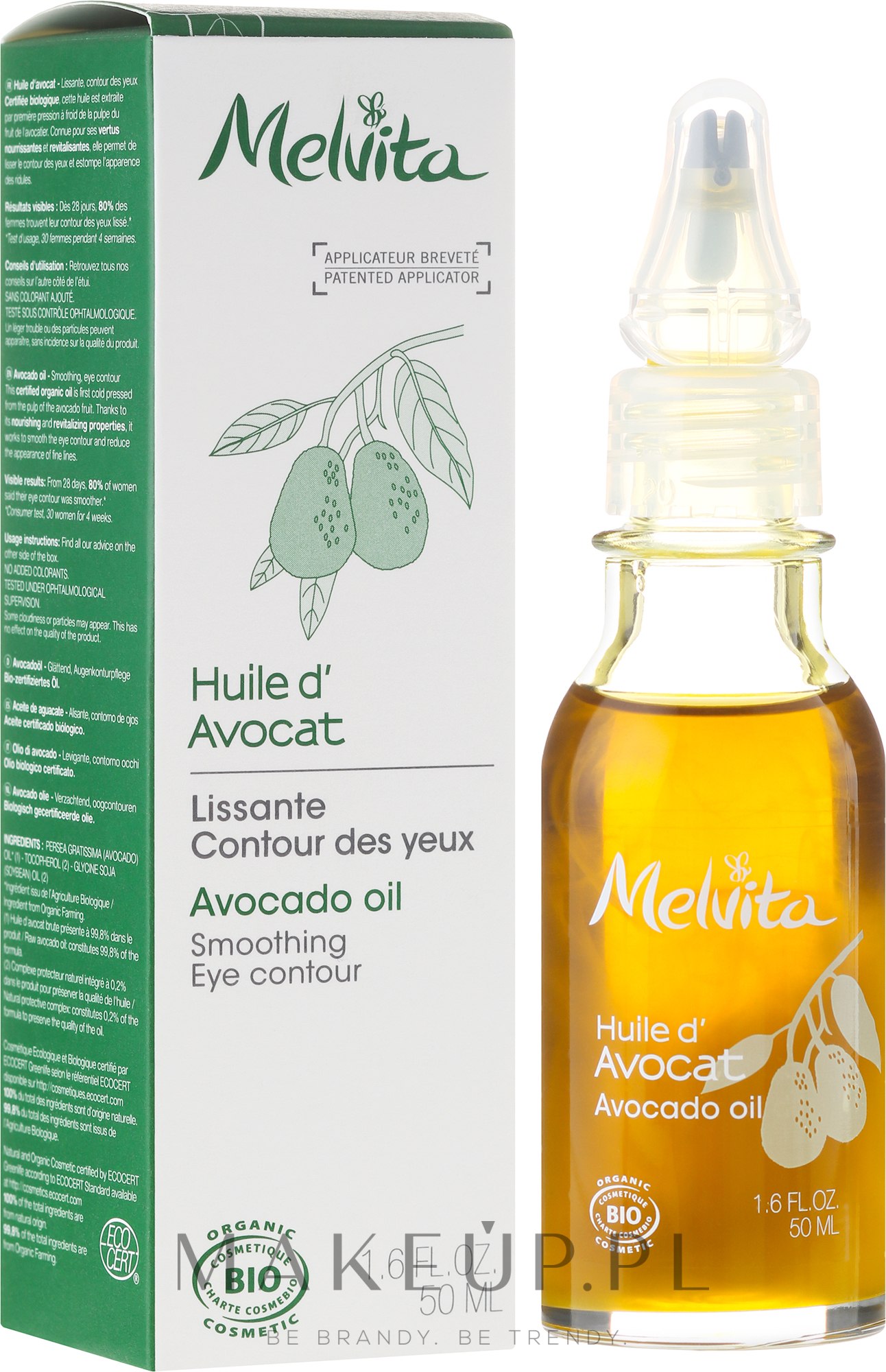 Odżywczy olejek do okolic oczu z olejem z awokado - Melvita Huiles de Beauté Avocado Oil — Zdjęcie 50 ml
