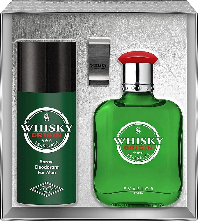 Evaflor Whisky Origin - Zestaw (edt 100 ml + deo 150 ml + money clip) — Zdjęcie N1