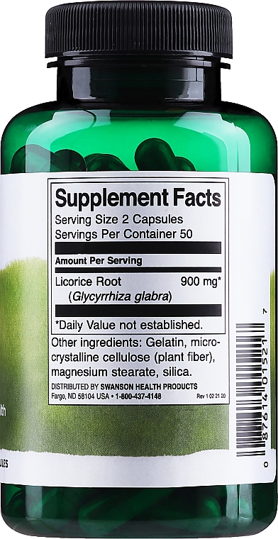 Suplement diety Lukrecja, 450 mg - Swanson Licorice Root 450 mg — Zdjęcie N3