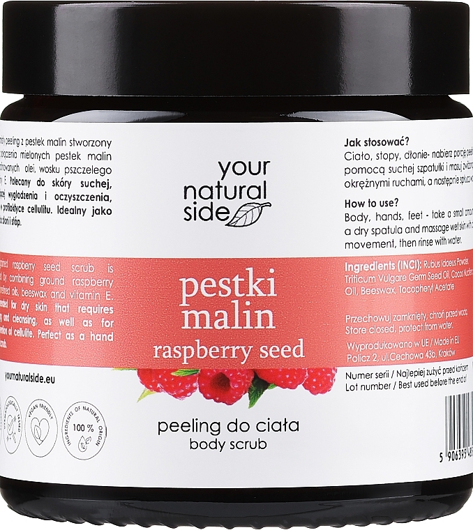 100% naturalny gruboziarnisty peeling z pestek malin - Your Natural Side — Zdjęcie N1