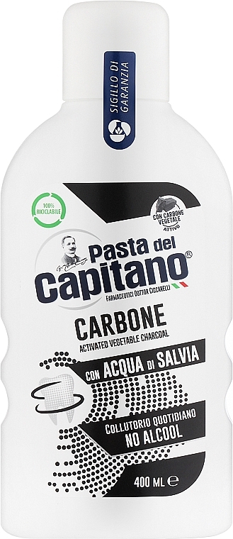 Płyn do płukania ust z węglem aktywnym - Pasta Del Capitano Charcoal Carbone Mouthwash — Zdjęcie N1