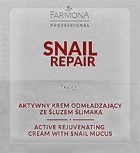 Aktywny krem ​​przeciwstarzeniowy ze śluzem ślimaka - Farmona Professional Snail Repair Active Rejuvenating Cream With Snail Mucus (próbka) — Zdjęcie N1