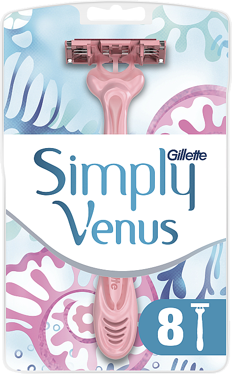 Jednorazowe maszynki do golenia, 8 szt - Gillette Simply Venus 3 Simply Smooth
