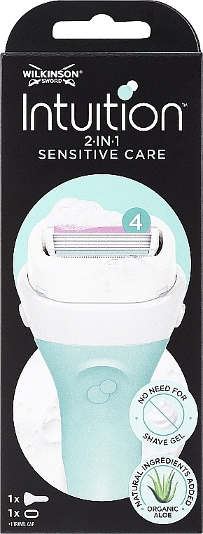 Maszynka do golenia z mydełkiem nawilżającym + 1 wymienny wkład - Wilkinson Sword Intuition Sensitive Care 2in1 — Zdjęcie N1