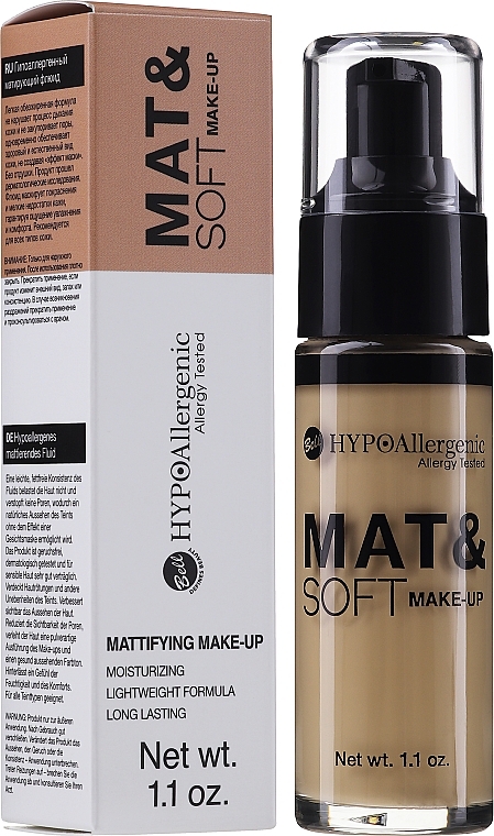 Hypoalergiczny fluid matujący - Bell HYPOAllergenic Mat&Soft Make-Up — Zdjęcie N2