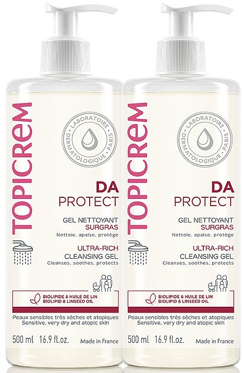 Zestaw - Topicrem DA Protect Ultra-Rich Cleansing Gel (cl/gel/2x500ml) — Zdjęcie N1