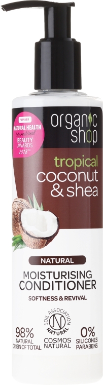 Naturalna odżywka nawilżająca do włosów Kokos i masło shea - Organic Shop Coconut And Shea Conditioner — Zdjęcie N1