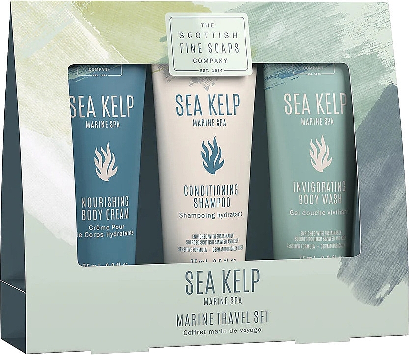 Zestaw - Scottish Fine Soaps Sea Kelp Travel Set (b/cr/75ml + shmp/75ml + b/wash/75ml) — Zdjęcie N1