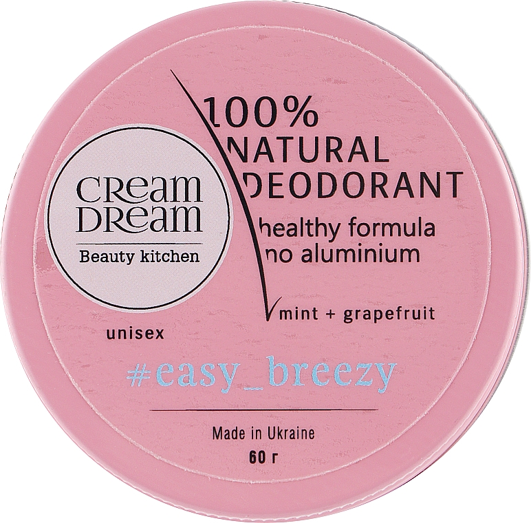 Naturalny dezodorant z olejkami eterycznymi z mięty i grejpfruta - Cream Dream beauty kitchen Cream Dream Easy Breeze 100% Natural Deodorant — Zdjęcie N1