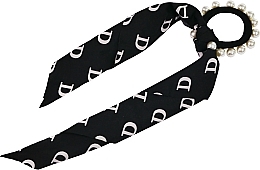 Gumka do włosów ze wstążką, czarna z literą D - Lolita Accessories  — Zdjęcie N1