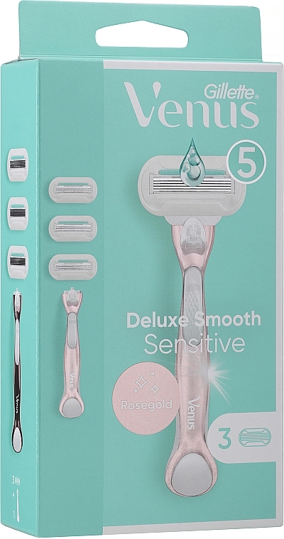 Maszynka do golenia z 3 wymiennymi wkładami - Gillette Venus RoseGold Extra Smooth Sensitive — Zdjęcie N1