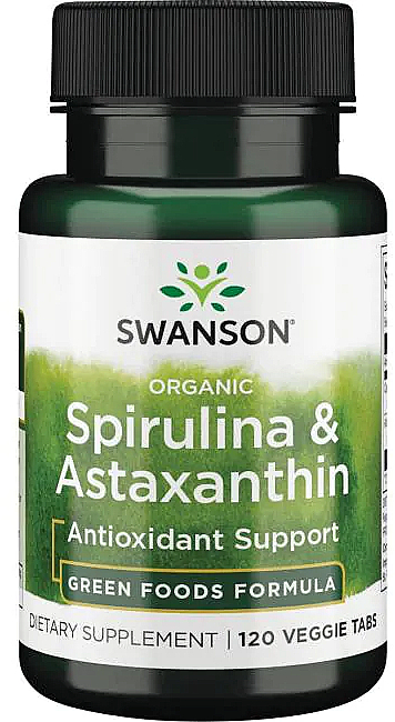 Suplement diety, 120 tabletek - Swanson Organic Spirulina & Astaxanthin — Zdjęcie N1