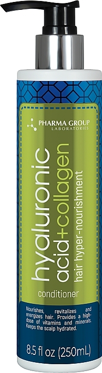 Odżywka do włosów z kwasem hialuronowym i kolagenem - Pharma Group Laboratories Hyaluronic Acid + Collagen — Zdjęcie N1