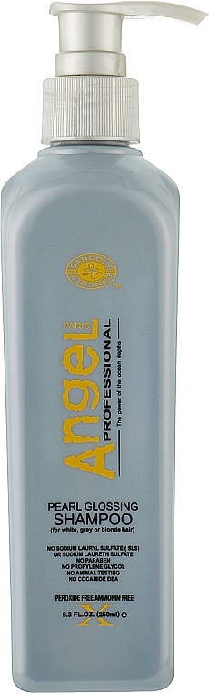 Profesjonalny szampon do włosów rozjaśnianych, blond i siwych - Angel Professional Paris Perl Glossing Shampoo — Zdjęcie N1