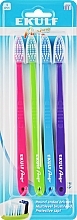 Kup Zestaw średnio twardych szczoteczek do zębów, różowy+jasnozielony+niebieski+fioletowy - Ekulf Amigo