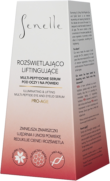 Serum rozjaśniające i liftingujące do oczu i powiek - Senelle Pro-Age Illuminating & Lifting Multi-Peptide Eye And Eyelid Serum — Zdjęcie N3