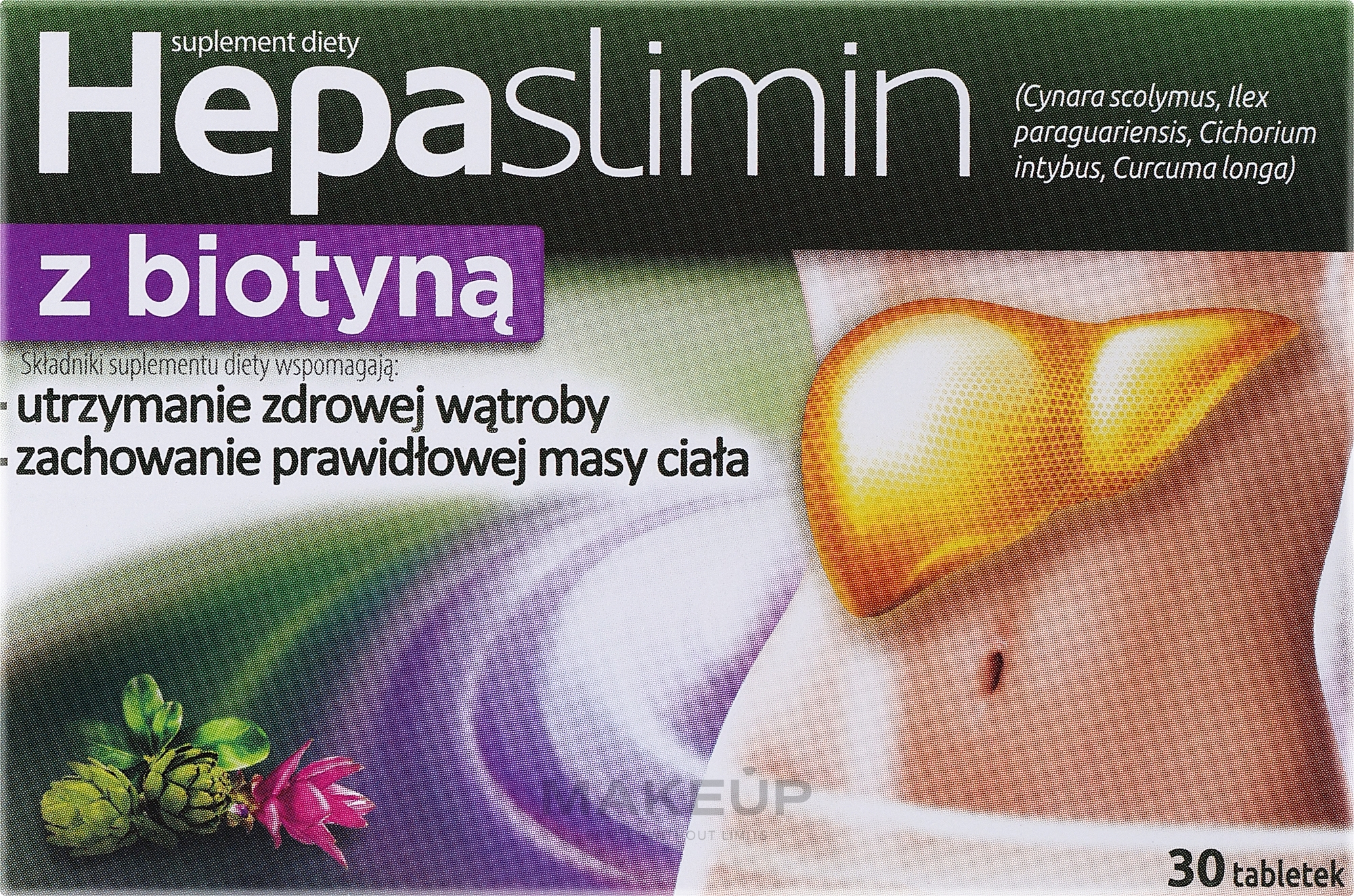 Suplement diety Hepaslimin z biotyną - Aflofarm Hepaslimin With Biotin — Zdjęcie 30 szt.