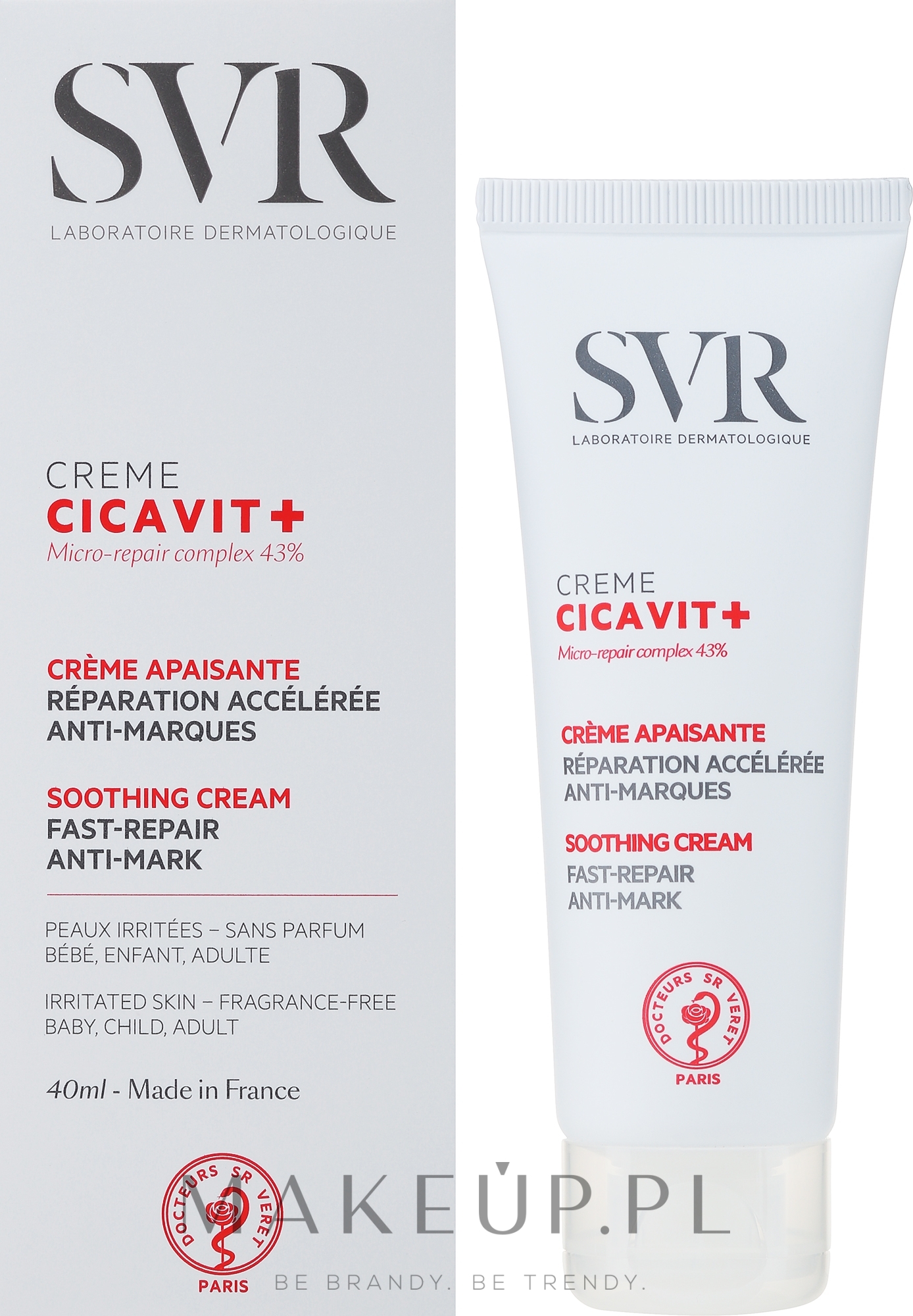 Kojący krem naprawczy do twarzy i ciała - SVR Cicavit+ Crème — Zdjęcie 40 ml