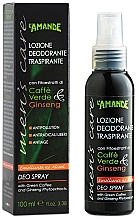 Dezodorant w sprayu dla mężczyzn - L'Amande Man's Care Green Coffee & Ginseng Deo Spray — Zdjęcie N1