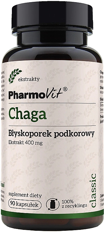Suplement diety Chaga, 400 mg - Pharmovit Classic — Zdjęcie N1