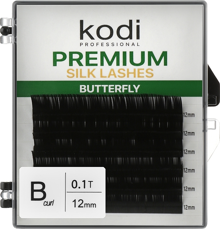 Sztuczne rzęsy Butterfly Green B 0.10 (6 rzędów: 12 mm) - Kodi Professional  — Zdjęcie N1