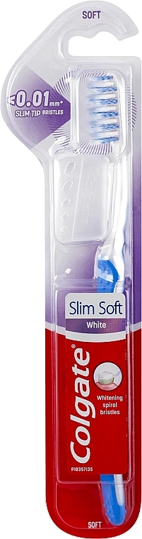 Szczoteczka do zębów, miękka, biało-niebieska - Colgate Slim Soft White 0.01 mm — Zdjęcie N1