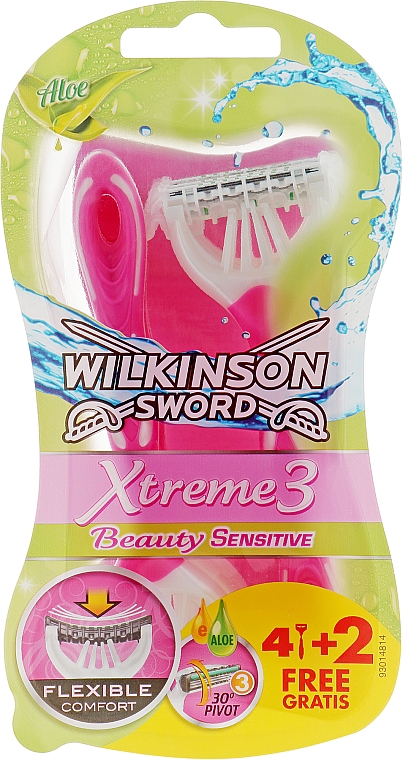Maszynki jednorazowe, 4+2 szt. - Wilkinson Sword Xtreme 3 Beauty Sensitive — Zdjęcie N1