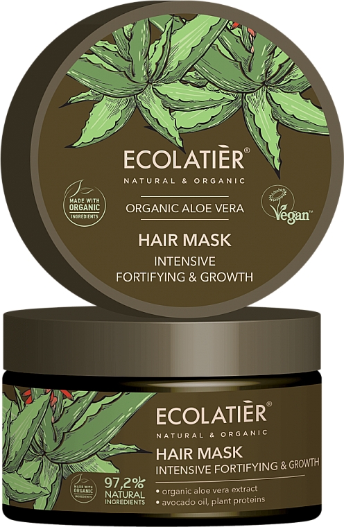 Maska do włosów Intensywne wzmocnienie i wzrost - Ecolatier Organic Aloe Vera Hair Mask — Zdjęcie N1