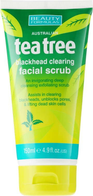 Oczyszczający peeling do twarzy przeciw wągrom Drzewo herbaciane - Beauty Formulas Tea Tree Facial Scrub