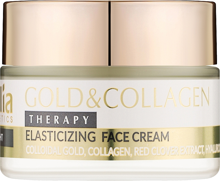 Krem do twarzy na noc ze złotem i kolagenem - Delia Gold & Collagen Therapy Elasticizing Night Cream — Zdjęcie N1