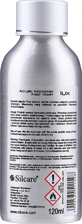 Płyn do akrylu - Silcare Sequent Lux Acrylic Monomer Fast Violet — Zdjęcie N4