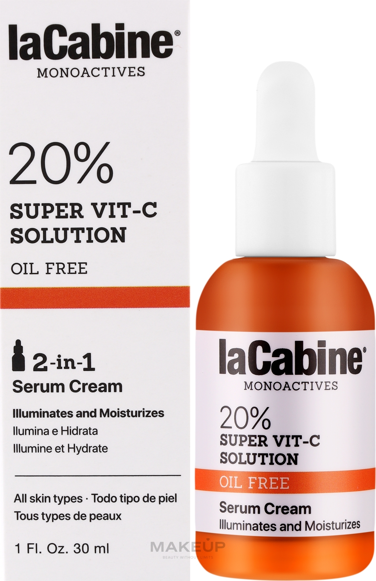 Kremowe serum do twarzy - La Cabine Monoactives 20% Supervit C Solution Serum Cream — Zdjęcie 30 ml