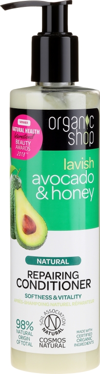 Naprawcza odżywka do włosów Awokado i miód - Organic Shop Avocado & Honey Repairing Conditioner — Zdjęcie N1