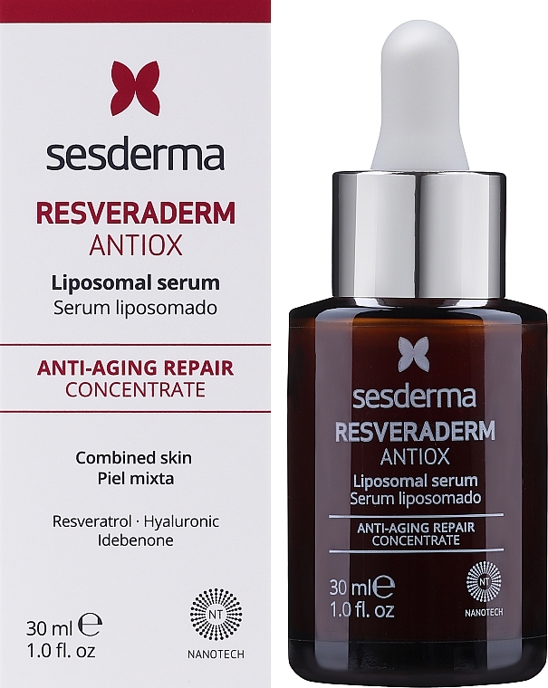 Liposomowe serum przeciwstarzeniowe do twarzy - SesDerma Laboratories Resveraderm Antiox Serum — Zdjęcie N2