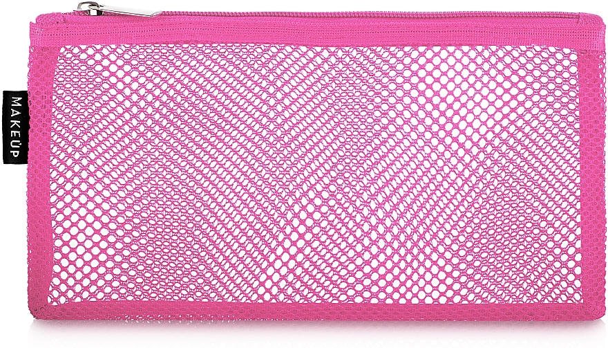 Kosmetyczka podróżna, różowa, Pink mesh, 22 x 10 cm - MAKEUP