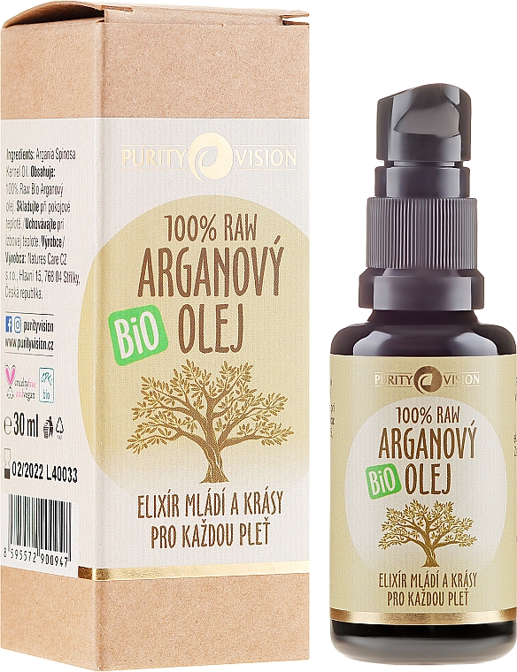 Olej arganowy - Purity Vision 100% Raw Bio Argan Oil — Zdjęcie N1