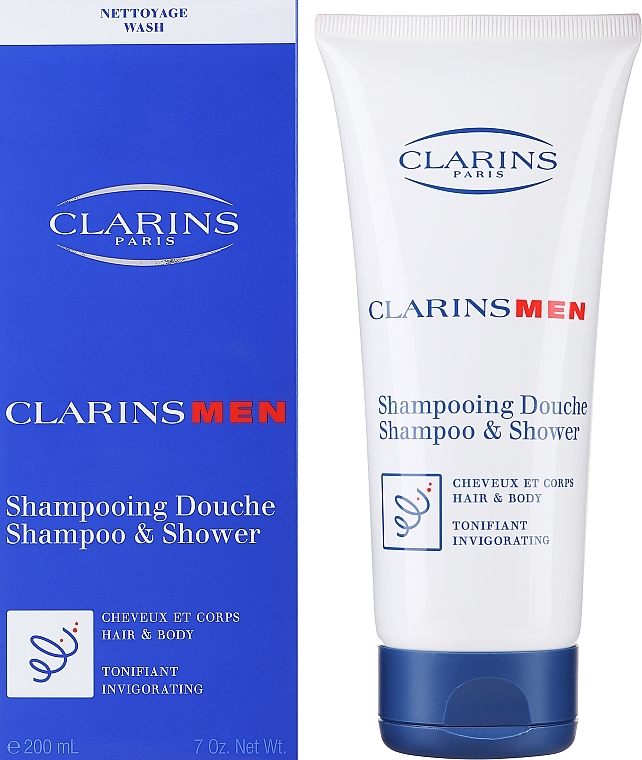 Szampon - Clarins Men Total Shampoo Hair And Body — Zdjęcie N2