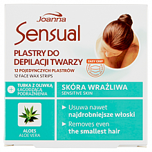 PRZECENA! Plastry do depilacji twarzy z wyciągiem z aloesu + oliwka łagodząca podrażnienia - Joanna Sensual * — Zdjęcie N2