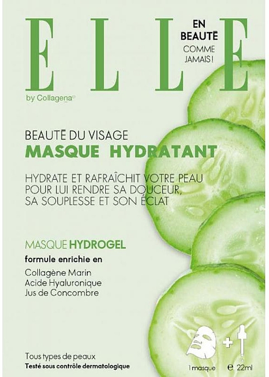 Maseczka w płachcie z ekstraktem z ogórka - Collagena Paris Elle Hydrogel Mask With Natural Cucumber Extract — Zdjęcie N1