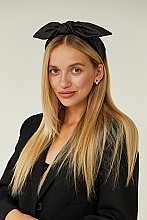 Opaska do włosów, czarna Chic Bow - MAKEUP Hair Hoop Band Leather Black — Zdjęcie N4