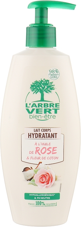 Nawilżające mleczko do ciała z olejkiem różanym - L'Arbre Vert Body Milk With Rose Oil — Zdjęcie N1