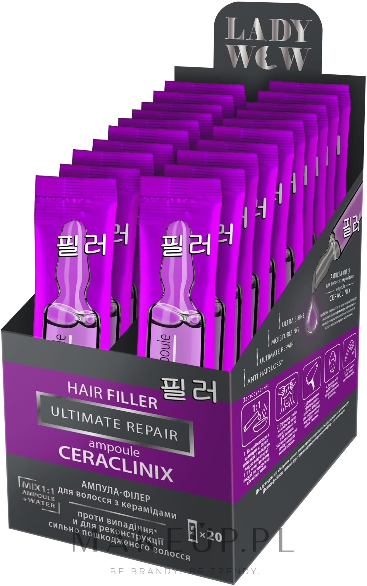 Ampułka do włosów z ceramidami - Lady Wow Hair Filler Ceraclinix Ampoule — Zdjęcie 15 ml