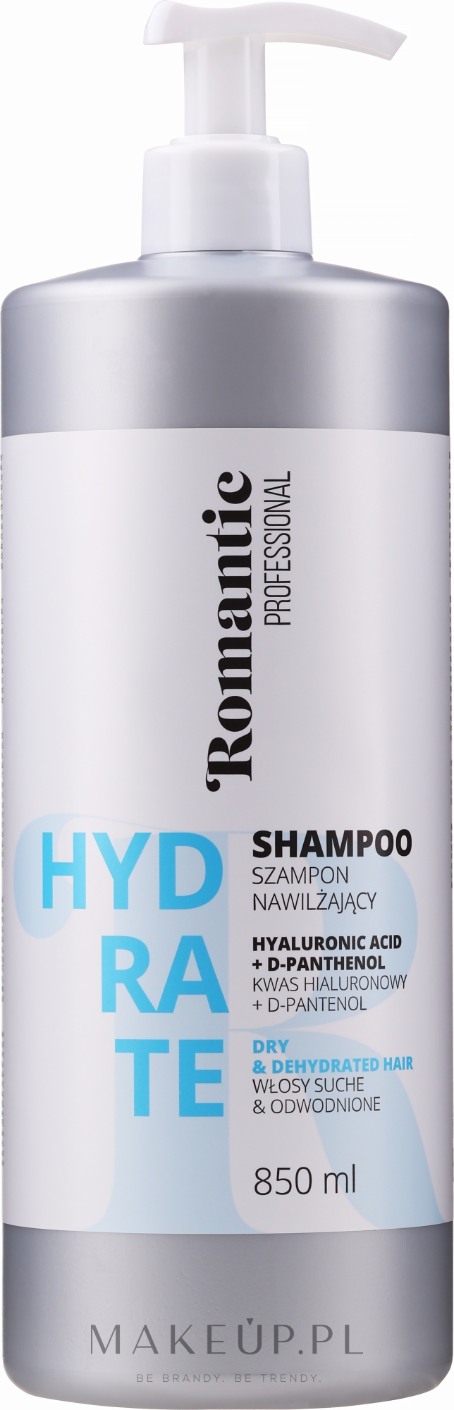 Nawilżający szampon do włosów suchych z kwasem hialuronowym i d-panthenolem - Romantic Professional Hydrate — Zdjęcie 850 ml