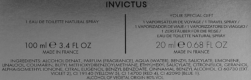 Paco Rabanne Invictus - Zestaw dla mężczyzn (edt 100 ml + edt 20 ml) — Zdjęcie N4