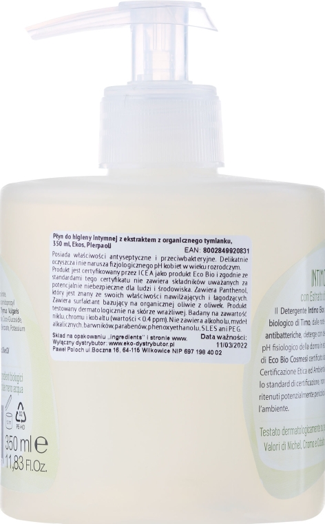 Antybakteryjny płyn do higieny intymnej z ekstraktem z organicznego tymianku - Ekos Personal Care Thyme Intimate Cleanser (z dozownikiem) — Zdjęcie N2