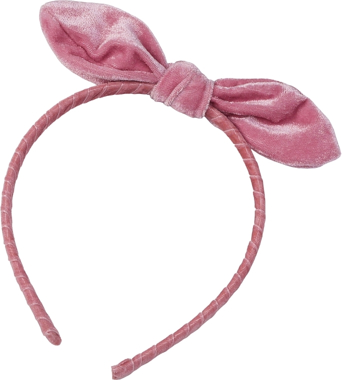 Welurowa opaska na głowę z kokardką, różowa - Lolita Accessories — Zdjęcie N1
