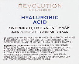 Nawilżająca maska na noc z kwasem hialuronowym - Makeup Revolution Skincare Hyaluronic Acid Overnight Hydrating Face Mask  — Zdjęcie N3