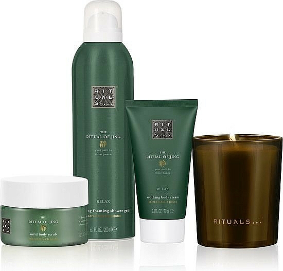 Zestaw - Rituals The Ritual Of Jing Medium Relax Gift Set (sh/foam/200ml + b/scrub/125ml + b/cr/70ml + candle/1pc) — Zdjęcie N2